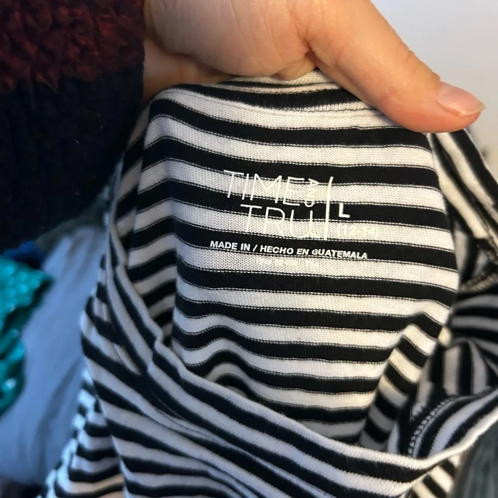 Time and Tru Black and White Striped T-Shirt Dress